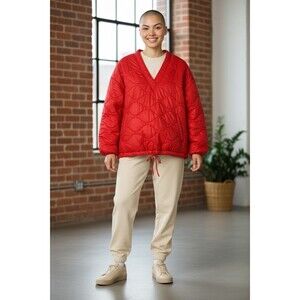 Zara Quilted Jacket Size XS S Water Repellent Red Sweatshirt